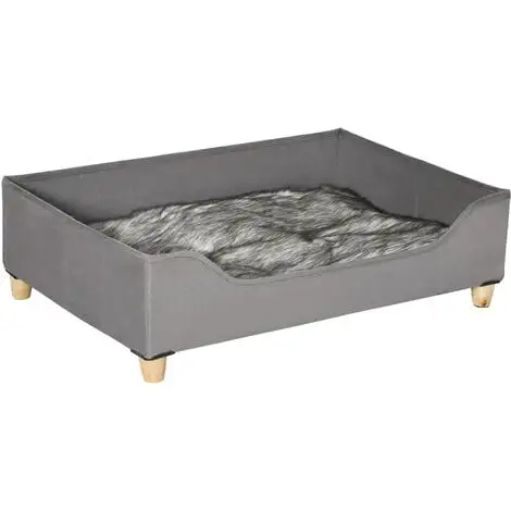 PawHut Canapé Lit Panier Pour Chien Moderne Avec Coussin Doux Et Lavable, Pieds En Bois - Gris - Gris 1 PawHut Canapé Lit Panier Pour Chien Moderne Avec Coussin Doux Et Lavable, Pieds En Bois - Gris - Gris