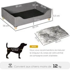 PawHut Canapé Lit Panier Pour Chien Moderne Avec Coussin Doux Et Lavable, Pieds En Bois - Gris - Gris 7 PawHut Canapé Lit Panier Pour Chien Moderne Avec Coussin Doux Et Lavable, Pieds En Bois - Gris - Gris -PawHut Soldes Boutique 53592004 3