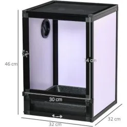 PawHut Terrarium Vivarium Boîte Pour Reptiles Dim. 32L X 32l X 46H Cm Avec Passe-câble, Fond En ABS, Plateau Amovible Noir Blanc - Noir 7 PawHut Terrarium Vivarium Boîte Pour Reptiles Dim. 32L X 32l X 46H Cm Avec Passe-câble, Fond En ABS, Plateau Amovible Noir Blanc - Noir -PawHut Soldes Boutique 54128074 3