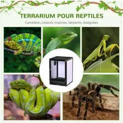 PawHut Terrarium Vivarium Boîte Pour Reptiles Dim. 32L X 32l X 46H Cm Avec Passe-câble, Fond En ABS, Plateau Amovible Noir Blanc - Noir 9 PawHut Terrarium Vivarium Boîte Pour Reptiles Dim. 32L X 32l X 46H Cm Avec Passe-câble, Fond En ABS, Plateau Amovible Noir Blanc - Noir -PawHut Soldes Boutique 54128074 5