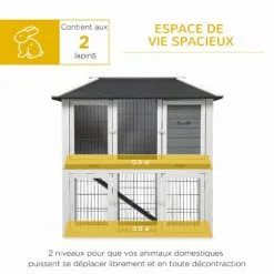 PawHut Clapier Cage à Lapin 2 étages 4 Portes Verrouillables Plateau Coulissant Rampe - Dim. 117L X 62,5l X 115H Cm - Bois De Sapin Gris Blanc - Gris 8 PawHut Clapier Cage à Lapin 2 étages 4 Portes Verrouillables Plateau Coulissant Rampe - Dim. 117L X 62,5l X 115H Cm - Bois De Sapin Gris Blanc - Gris -PawHut Soldes Boutique 54128114 4
