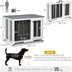 PawHut Cage Pour Chien Animaux Pliable Dim. 84L X 51l X 61H Cm Porte Verrouillable Toit Ouvrant Plateau Déjection Bois Sapin Gris Blanc Noir - Gris 7 PawHut Cage Pour Chien Animaux Pliable Dim. 84L X 51l X 61H Cm Porte Verrouillable Toit Ouvrant Plateau Déjection Bois Sapin Gris Blanc Noir - Gris -PawHut Soldes Boutique 54308944 3