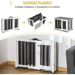 PawHut Cage Pour Chien Animaux Pliable Dim. 84L X 51l X 61H Cm Porte Verrouillable Toit Ouvrant Plateau Déjection Bois Sapin Gris Blanc Noir - Gris 9 PawHut Cage Pour Chien Animaux Pliable Dim. 84L X 51l X 61H Cm Porte Verrouillable Toit Ouvrant Plateau Déjection Bois Sapin Gris Blanc Noir - Gris -PawHut Soldes Boutique 54308944 5