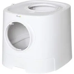 PawHut Maison De Toilette Litière Pour Chat Double Porte Battante Et Supérieure - Pelle Fournie - PE Blanc - Blanc 9 PawHut Maison De Toilette Litière Pour Chat Double Porte Battante Et Supérieure - Pelle Fournie - PE Blanc - Blanc -PawHut Soldes Boutique 54308947 5