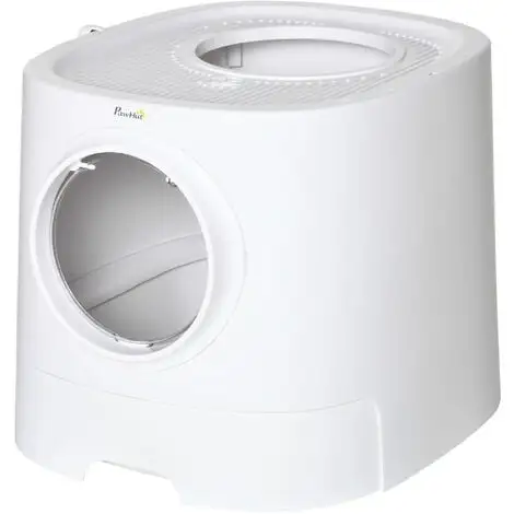 PawHut Maison De Toilette Litière Pour Chat Double Porte Battante Et Supérieure - Pelle Fournie - PE Blanc - Blanc 5 PawHut Maison De Toilette Litière Pour Chat Double Porte Battante Et Supérieure - Pelle Fournie - PE Blanc - Blanc – Image 5
