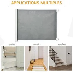 PawHut Barrière De Sécurité Barrière Animaux Rétractable Automatique 1,15L X 0,83H M Teslin Métal Gris 8 PawHut Barrière De Sécurité Barrière Animaux Rétractable Automatique 1,15L X 0,83H M Teslin Métal Gris -PawHut Soldes Boutique 54495547 4