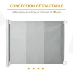 PawHut Barrière De Sécurité Barrière Animaux Rétractable Automatique 1,15L X 0,83H M Teslin Métal Gris 9 PawHut Barrière De Sécurité Barrière Animaux Rétractable Automatique 1,15L X 0,83H M Teslin Métal Gris -PawHut Soldes Boutique 54495547 5