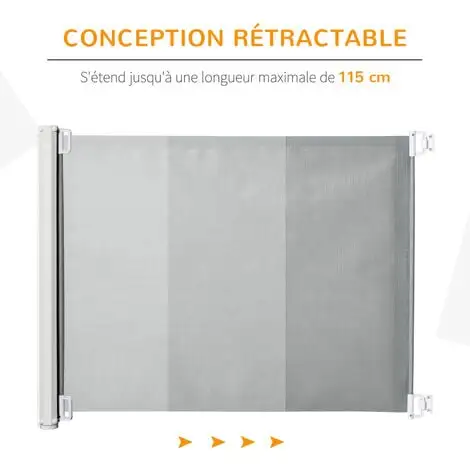 PawHut Barrière De Sécurité Barrière Animaux Rétractable Automatique 1,15L X 0,83H M Teslin Métal Gris 5 PawHut Barrière De Sécurité Barrière Animaux Rétractable Automatique 1,15L X 0,83H M Teslin Métal Gris – Image 5
