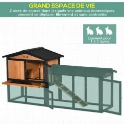 PawHut Clapier Cage à Lapins Rongeurs 2 Niveaux 3 Portes Verrouillables Tiroir à Déjection Toit Intégral Bitumé 175L X 52l X 85H Cm Bois Sapin Orangée Noir - Noir 8 PawHut Clapier Cage à Lapins Rongeurs 2 Niveaux 3 Portes Verrouillables Tiroir à Déjection Toit Intégral Bitumé 175L X 52l X 85H Cm Bois Sapin Orangée Noir - Noir -PawHut Soldes Boutique 54551658 4