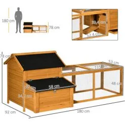 PawHut Poulailler Cottage Multi-équipement Perchoir Rampe Pondoir Enclos Tiroir à Déjection 180L X 92l X 78H Cm Bois Sapin Pré-huilé - Orange 7 PawHut Poulailler Cottage Multi-équipement Perchoir Rampe Pondoir Enclos Tiroir à Déjection 180L X 92l X 78H Cm Bois Sapin Pré-huilé - Orange -PawHut Soldes Boutique 55776994 3