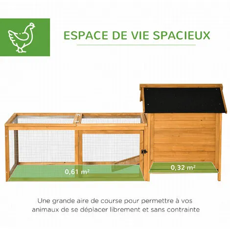 PawHut Poulailler Cottage Multi-équipement Perchoir Rampe Pondoir Enclos Tiroir à Déjection 180L X 92l X 78H Cm Bois Sapin Pré-huilé - Orange 4 PawHut Poulailler Cottage Multi-équipement Perchoir Rampe Pondoir Enclos Tiroir à Déjection 180L X 92l X 78H Cm Bois Sapin Pré-huilé - Orange – Image 4