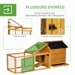 PawHut Poulailler Cottage Multi-équipement Perchoir Rampe Pondoir Enclos Tiroir à Déjection 180L X 92l X 78H Cm Bois Sapin Pré-huilé - Orange 9 PawHut Poulailler Cottage Multi-équipement Perchoir Rampe Pondoir Enclos Tiroir à Déjection 180L X 92l X 78H Cm Bois Sapin Pré-huilé - Orange -PawHut Soldes Boutique 55776994 5