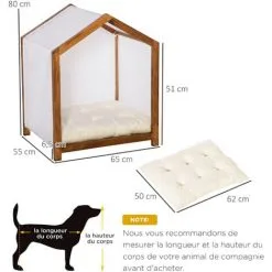 PawHut Niche D'intérieur Pour Chien En Bois Et Tissu Style Cabane Scandinave Avec Coussin Moelleux - Marron 7 PawHut Niche D'intérieur Pour Chien En Bois Et Tissu Style Cabane Scandinave Avec Coussin Moelleux - Marron -PawHut Soldes Boutique 56481254 3