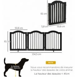 PawHut Barrière De Sécurité Barrière Modulable Pliable Pour Animaux De Compagnie - Piètement Support - Dim. 154,5L X 61H Cm - MDF Bois Noir - Noir 7 PawHut Barrière De Sécurité Barrière Modulable Pliable Pour Animaux De Compagnie - Piètement Support - Dim. 154,5L X 61H Cm - MDF Bois Noir - Noir -PawHut Soldes Boutique 56842149 3