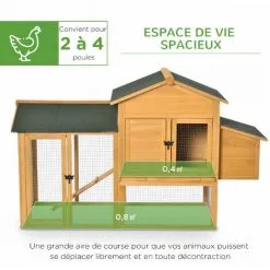 PawHut Poulailler Cottage Cage à Poules Sur Pied Dim. 168L X 75l X 103H Cm Multi-équipement Bois Sapin Pré-huilé -PawHut Soldes Boutique 56842172 5