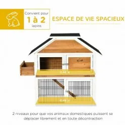 PawHut Clapier à Lapin Cage à Lapin 2 étages - 3 Portes Verrouillables, Plateau Excrément, Rampe, Jardinière - Dim. 123L X 58l X 106H Cm - Sapin Métal -PawHut Soldes Boutique 56842178 5