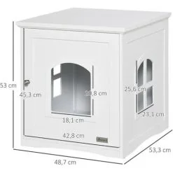 PawHut Maison De Toilette Pour Chat Design Maisonnette Avec Porte, Fenêtres - Dim. 48,7L X 53,3l X 53H Cm - MDF Blanc - Blanc 7 PawHut Maison De Toilette Pour Chat Design Maisonnette Avec Porte, Fenêtres - Dim. 48,7L X 53,3l X 53H Cm - MDF Blanc - Blanc -PawHut Soldes Boutique 57125686 3