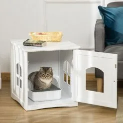 PawHut Maison De Toilette Pour Chat Design Maisonnette Avec Porte, Fenêtres - Dim. 48,7L X 53,3l X 53H Cm - MDF Blanc - Blanc 8 PawHut Maison De Toilette Pour Chat Design Maisonnette Avec Porte, Fenêtres - Dim. 48,7L X 53,3l X 53H Cm - MDF Blanc - Blanc -PawHut Soldes Boutique 57125686 4