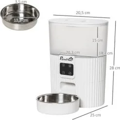 PawHut Distributeur De Nourriture Chat Chien - Distributeur De Croquettes Automatique Programmable - Gamelle Incluse - Acier Inox. ABS Blanc - Blanc 7 PawHut Distributeur De Nourriture Chat Chien - Distributeur De Croquettes Automatique Programmable - Gamelle Incluse - Acier Inox. ABS Blanc - Blanc -PawHut Soldes Boutique 58393149 3