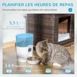 PawHut Distributeur De Nourriture Chat Chien - Distributeur De Croquettes Automatique Programmable - Gamelle Incluse - Acier Inox. ABS Blanc - Blanc 9 PawHut Distributeur De Nourriture Chat Chien - Distributeur De Croquettes Automatique Programmable - Gamelle Incluse - Acier Inox. ABS Blanc - Blanc -PawHut Soldes Boutique 58393149 5