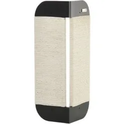 PawHut Griffoir Grattoir Chat D'angle Mural Dim. 20L X 20l X 60H Cm Jute Naturel MDF Noir - Noir