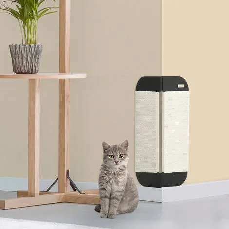 PawHut Griffoir Grattoir Chat D'angle Mural Dim. 20L X 20l X 60H Cm Jute Naturel MDF Noir - Noir 2 PawHut Griffoir Grattoir Chat D'angle Mural Dim. 20L X 20l X 60H Cm Jute Naturel MDF Noir - Noir – Image 2