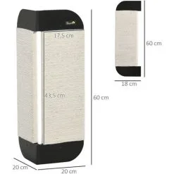 PawHut Griffoir Grattoir Chat D'angle Mural Dim. 20L X 20l X 60H Cm Jute Naturel MDF Noir - Noir 7 PawHut Griffoir Grattoir Chat D'angle Mural Dim. 20L X 20l X 60H Cm Jute Naturel MDF Noir - Noir -PawHut Soldes Boutique 58393152 3