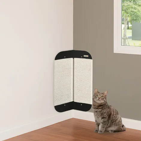 PawHut Griffoir Grattoir Chat D'angle Mural Dim. 20L X 20l X 60H Cm Jute Naturel MDF Noir - Noir 4 PawHut Griffoir Grattoir Chat D'angle Mural Dim. 20L X 20l X 60H Cm Jute Naturel MDF Noir - Noir – Image 4