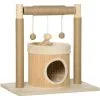 PawHut Arbre à Chat Griffoirs Grattoirs Jute Jeu Boules Suspendues Plateforme Ronde Niche - Dim. 60L X 40l X 60H Cm - Panneaux Particules Pin Bambou - Beige -PawHut Soldes Boutique 58393153 1