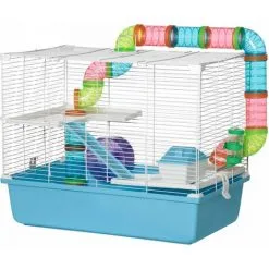 PawHut Cage à Hamsters 3 Niveaux - Tunnel, Abreuvoir, Roue, Maisonnette, échelles - Dim. 59L X 36l X 47H Cm - Métal PP Bleu Blanc - Bleu 8 PawHut Cage à Hamsters 3 Niveaux - Tunnel, Abreuvoir, Roue, Maisonnette, échelles - Dim. 59L X 36l X 47H Cm - Métal PP Bleu Blanc - Bleu -PawHut Soldes Boutique 59671872 4