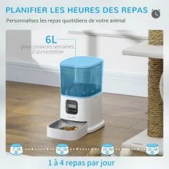 PawHut Distributeur De Croquettes Chat Chien Automatique Programmable - Gamelle 4 Repas, Réservoir 6 L Inclus - Enregistreur Vocal - Acier Inox. ABS Blanc - Blanc -PawHut Soldes Boutique 60352134 4