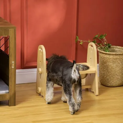 PawHut Gamelle Double Chien Chat - Porte-gamelles Surélevé - Hauteur, Inclinaison Réglables - 2 Gamelles Acier Inox. Incluses Bois Pin - Beige 2 PawHut Gamelle Double Chien Chat - Porte-gamelles Surélevé - Hauteur, Inclinaison Réglables - 2 Gamelles Acier Inox. Incluses Bois Pin - Beige – Image 2