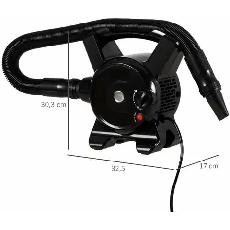 PawHut Séchoir Sèche-poils Toilettage Pour Chien Chat Animaux 2400 W - Température Vitesse Réglable - 3 Embouts - Noir - Noir 3 PawHut Séchoir Sèche-poils Toilettage Pour Chien Chat Animaux 2400 W - Température Vitesse Réglable - 3 Embouts - Noir - Noir – Image 3