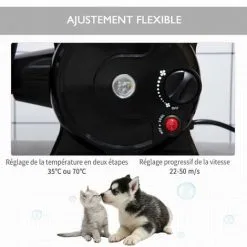 PawHut Séchoir Sèche-poils Toilettage Pour Chien Chat Animaux 2400 W - Température Vitesse Réglable - 3 Embouts - Noir - Noir 8 PawHut Séchoir Sèche-poils Toilettage Pour Chien Chat Animaux 2400 W - Température Vitesse Réglable - 3 Embouts - Noir - Noir -PawHut Soldes Boutique 61063633 4