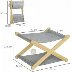 PawHut Lit Pliable Pour Chat - Hamac Chat 2 Niveaux - Jeu 2 Boules Suspendues - Bois De Pin Feutre Gris - Gris 7 PawHut Lit Pliable Pour Chat - Hamac Chat 2 Niveaux - Jeu 2 Boules Suspendues - Bois De Pin Feutre Gris - Gris -PawHut Soldes Boutique 61063635 3