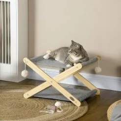 PawHut Lit Pliable Pour Chat - Hamac Chat 2 Niveaux - Jeu 2 Boules Suspendues - Bois De Pin Feutre Gris - Gris 8 PawHut Lit Pliable Pour Chat - Hamac Chat 2 Niveaux - Jeu 2 Boules Suspendues - Bois De Pin Feutre Gris - Gris -PawHut Soldes Boutique 61063635 4