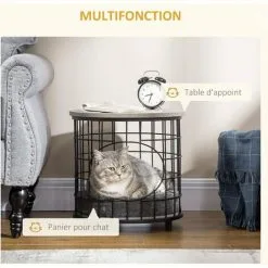 PawHut Panier Chat Cosy Grand Confort Table Basse 2 En 1 Coussin Amovible Acier Noir Panneaux Particules Aspect Bois Gris - Gris 9 PawHut Panier Chat Cosy Grand Confort Table Basse 2 En 1 Coussin Amovible Acier Noir Panneaux Particules Aspect Bois Gris - Gris -PawHut Soldes Boutique 61063639 5