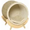 PawHut Maison Pour Chat Design - Niche Chat Panier Chat - Coussin, Grattoir Sisal Jonc De Mer Naturel Inclus - Bois Flanelle Beige - Beige -PawHut Soldes Boutique 63842204 1