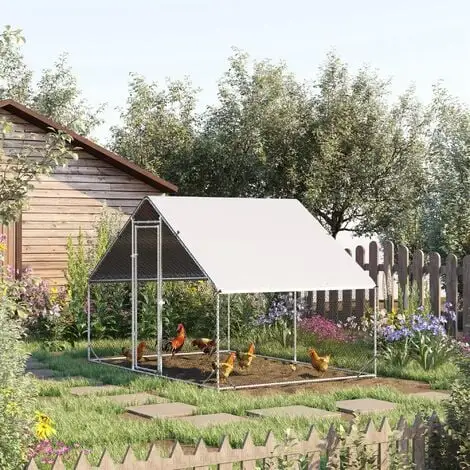 PawHut Enclos Poulailler Chenil 6 M² - Parc Grillagé Dim. 3L X 2l X 2H M - Poulailler Chenil Entièrement Couvert - Acier Galvanisé - Gris 2 PawHut Enclos Poulailler Chenil 6 M² - Parc Grillagé Dim. 3L X 2l X 2H M - Poulailler Chenil Entièrement Couvert - Acier Galvanisé - Gris – Image 2