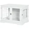 PawHut Cage Pour Chien Animaux Table D'appoint 2 En 1 - 2 Portes Verrouillables - Dim. 76L X 54,5l X 56H Cm - MDF Acier Blanc - Blanc -PawHut Soldes Boutique 67360747 1
