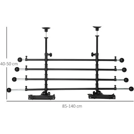 PawHut Barrière Grille De Séparation Universelle Voiture Pour Animaux - Hauteur Et Longueur Réglable - Kit Complet Installation Inclus - Métal ABS Noir - Noir 3 PawHut Barrière Grille De Séparation Universelle Voiture Pour Animaux - Hauteur Et Longueur Réglable - Kit Complet Installation Inclus - Métal ABS Noir - Noir – Image 3