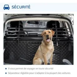 PawHut Barrière Grille De Séparation Universelle Voiture Pour Animaux - Hauteur Et Longueur Réglable - Kit Complet Installation Inclus - Métal ABS Noir - Noir 9 PawHut Barrière Grille De Séparation Universelle Voiture Pour Animaux - Hauteur Et Longueur Réglable - Kit Complet Installation Inclus - Métal ABS Noir - Noir -PawHut Soldes Boutique 67360757 5