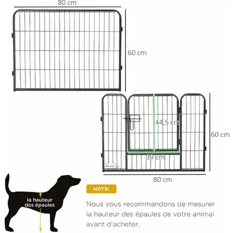 PawHut Parc Enclos Modulable Pour Animaux Avec 2 Portes - 12 Panneaux Modulables - Acier Noir - Noir 3 PawHut Parc Enclos Modulable Pour Animaux Avec 2 Portes - 12 Panneaux Modulables - Acier Noir - Noir – Image 3