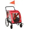 PawHut Remorque Vélo Jogger 2 En 1 Pour Animaux Drapeau Roue Avant Pivotante Réflecteurs Rouge Gris - Rouge -PawHut Soldes Boutique 68009484 1