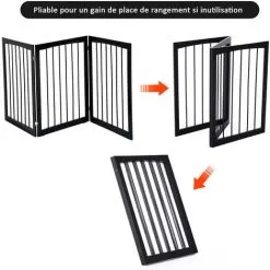 PawHut Barrière Modulable Pliable Barrière De Sécurité 160L X 76H Cm MDF - Noir -PawHut Soldes Boutique 6812277 4