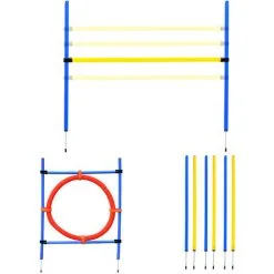 PawHut Agility Sport Pour Chiens équipement Complet : 6 Poteaux Slalom, Obstacle, Anneau + Sac De Transport Bleu Jaune Rouge -PawHut Soldes Boutique 6812281 4