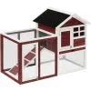 PawHut Clapier Cage à Lapins Multi-équipé : Niche Supérieure Avec Rampe, Plateau Excrément, Fenêtre + Enclos Extérieur Sécurisé 2 Portes 122L X 63l X 92H Cm Rouge Brique - Rouge -PawHut Soldes Boutique 6812288 1
