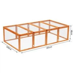 PawHut Clapier Cage à Lapins Extérieur Intérieur Pliable 2 Portes Supérieures 181L X 100l X 48H Cm Bois Massif Pin -PawHut Soldes Boutique 6812289 3