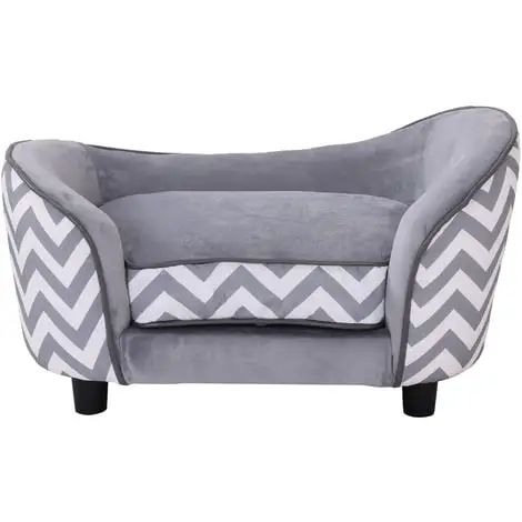 PawHut Canapé Chien Chat Sur Pied Style Graphique Contemporain Coussin Amovible Lavable Grand Confort + Pochette Rangement 68,5L X 40,5l X 40,5H Cm Gris Blanc - Gris 1 PawHut Canapé Chien Chat Sur Pied Style Graphique Contemporain Coussin Amovible Lavable Grand Confort + Pochette Rangement 68,5L X 40,5l X 40,5H Cm Gris Blanc - Gris