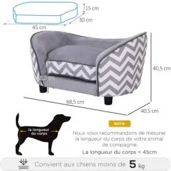 PawHut Canapé Chien Chat Sur Pied Style Graphique Contemporain Coussin Amovible Lavable Grand Confort + Pochette Rangement 68,5L X 40,5l X 40,5H Cm Gris Blanc - Gris 7 PawHut Canapé Chien Chat Sur Pied Style Graphique Contemporain Coussin Amovible Lavable Grand Confort + Pochette Rangement 68,5L X 40,5l X 40,5H Cm Gris Blanc - Gris -PawHut Soldes Boutique 6949705 3